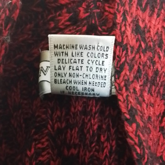 Investments Womens Sweater L Red Black Chunky Knit Mock Neck Relaxed Fit - Picture 9 of 13